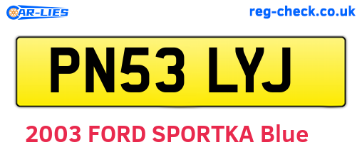 PN53LYJ are the vehicle registration plates.