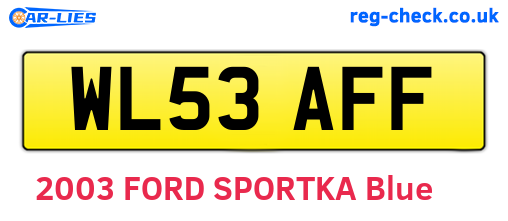 WL53AFF are the vehicle registration plates.