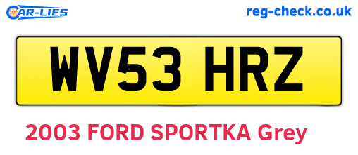 WV53HRZ are the vehicle registration plates.