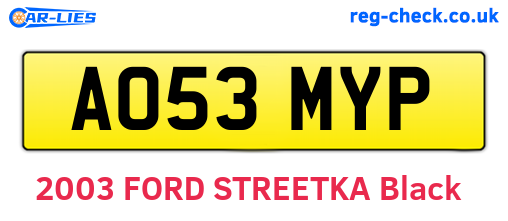 AO53MYP are the vehicle registration plates.