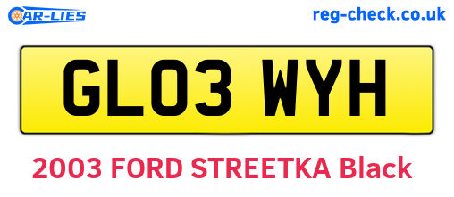 GL03WYH are the vehicle registration plates.
