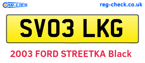 SV03LKG are the vehicle registration plates.
