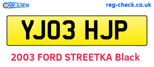 YJ03HJP are the vehicle registration plates.