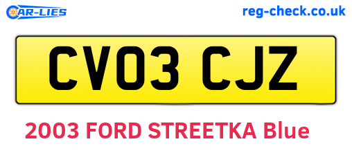 CV03CJZ are the vehicle registration plates.
