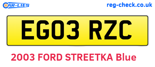 EG03RZC are the vehicle registration plates.