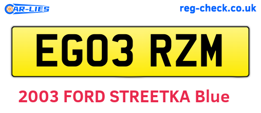 EG03RZM are the vehicle registration plates.