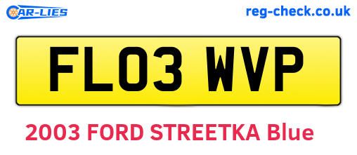 FL03WVP are the vehicle registration plates.