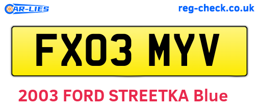 FX03MYV are the vehicle registration plates.