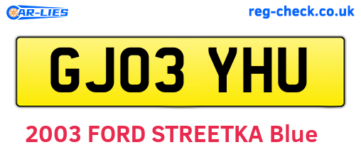 GJ03YHU are the vehicle registration plates.