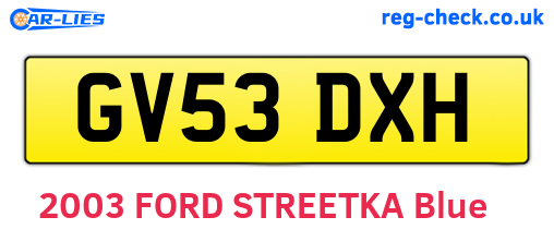 GV53DXH are the vehicle registration plates.