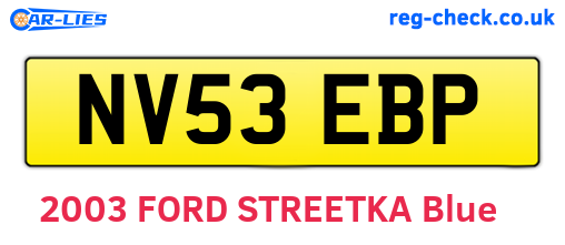NV53EBP are the vehicle registration plates.