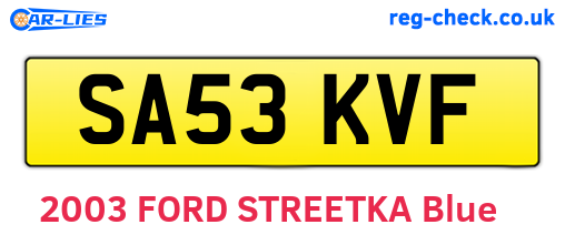 SA53KVF are the vehicle registration plates.