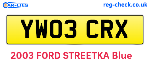 YW03CRX are the vehicle registration plates.