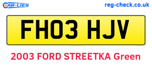 FH03HJV are the vehicle registration plates.
