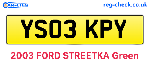 YS03KPY are the vehicle registration plates.