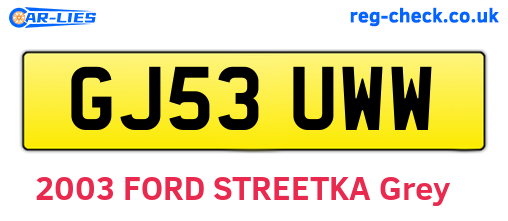 GJ53UWW are the vehicle registration plates.