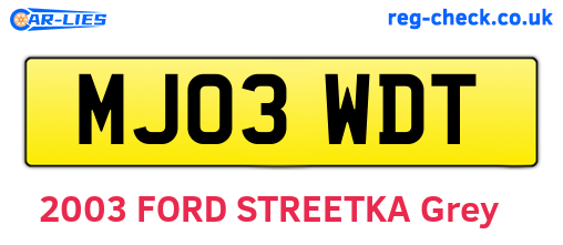 MJ03WDT are the vehicle registration plates.