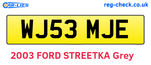 WJ53MJE are the vehicle registration plates.