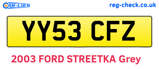 YY53CFZ are the vehicle registration plates.