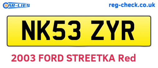 NK53ZYR are the vehicle registration plates.