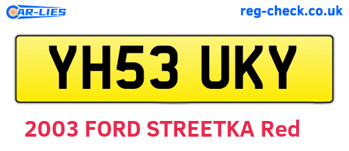 YH53UKY are the vehicle registration plates.