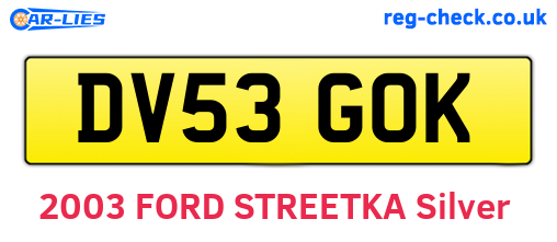 DV53GOK are the vehicle registration plates.