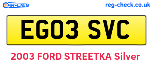 EG03SVC are the vehicle registration plates.