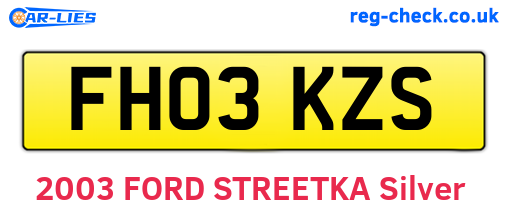 FH03KZS are the vehicle registration plates.