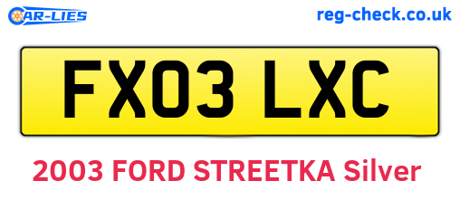 FX03LXC are the vehicle registration plates.