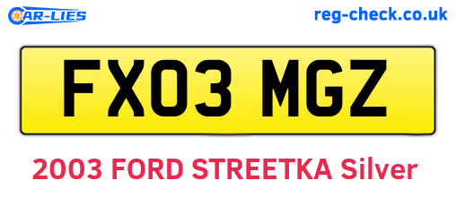 FX03MGZ are the vehicle registration plates.