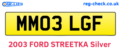 MM03LGF are the vehicle registration plates.