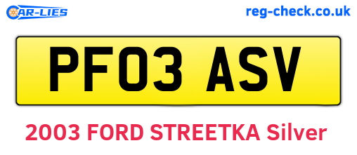 PF03ASV are the vehicle registration plates.