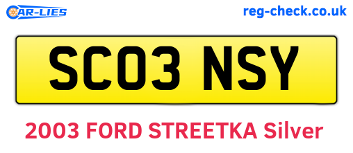 SC03NSY are the vehicle registration plates.