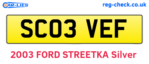 SC03VEF are the vehicle registration plates.