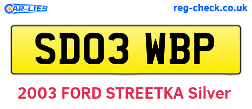 SD03WBP are the vehicle registration plates.