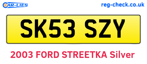 SK53SZY are the vehicle registration plates.