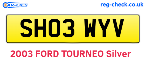 SH03WYV are the vehicle registration plates.