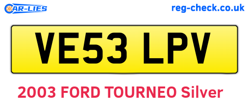 VE53LPV are the vehicle registration plates.
