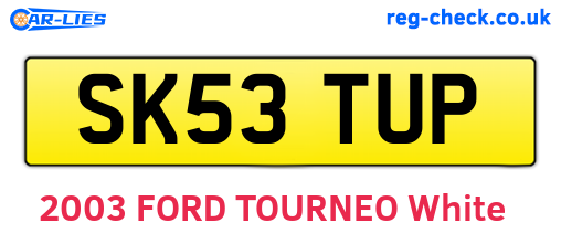 SK53TUP are the vehicle registration plates.