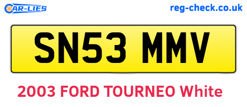 SN53MMV are the vehicle registration plates.