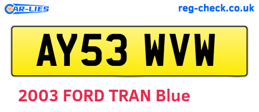 AY53WVW are the vehicle registration plates.