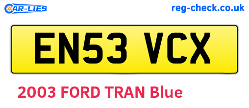 EN53VCX are the vehicle registration plates.