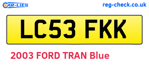 LC53FKK are the vehicle registration plates.