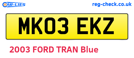 MK03EKZ are the vehicle registration plates.