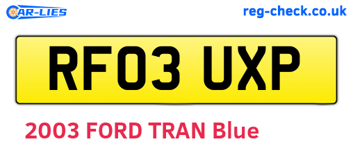 RF03UXP are the vehicle registration plates.