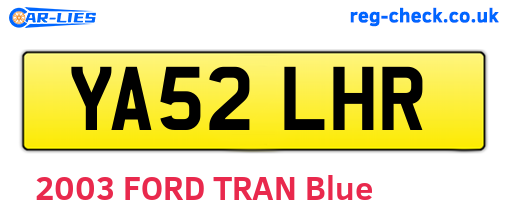 YA52LHR are the vehicle registration plates.