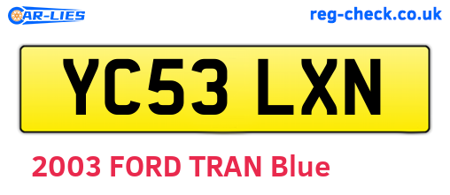 YC53LXN are the vehicle registration plates.