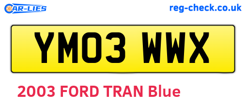 YM03WWX are the vehicle registration plates.