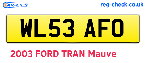 WL53AFO are the vehicle registration plates.