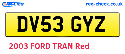 DV53GYZ are the vehicle registration plates.